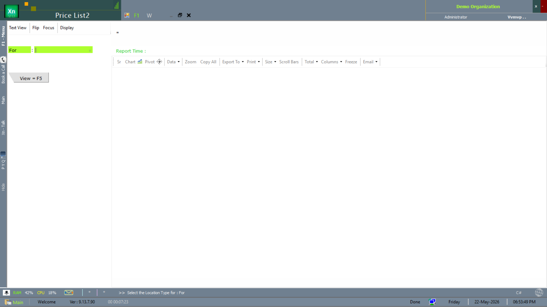 Price List filter form with For (purpose/category) selector