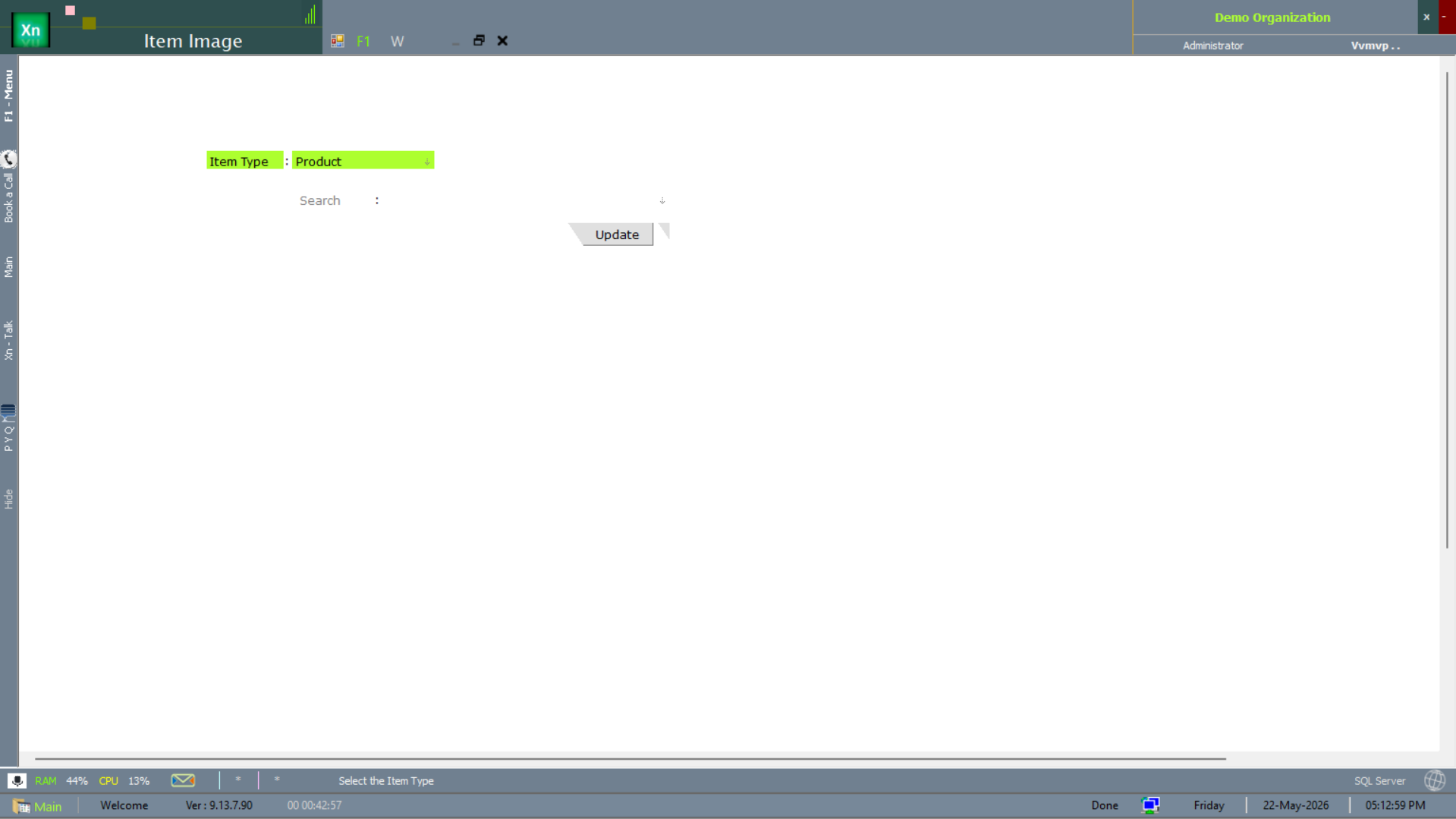 Item Image master with Update button