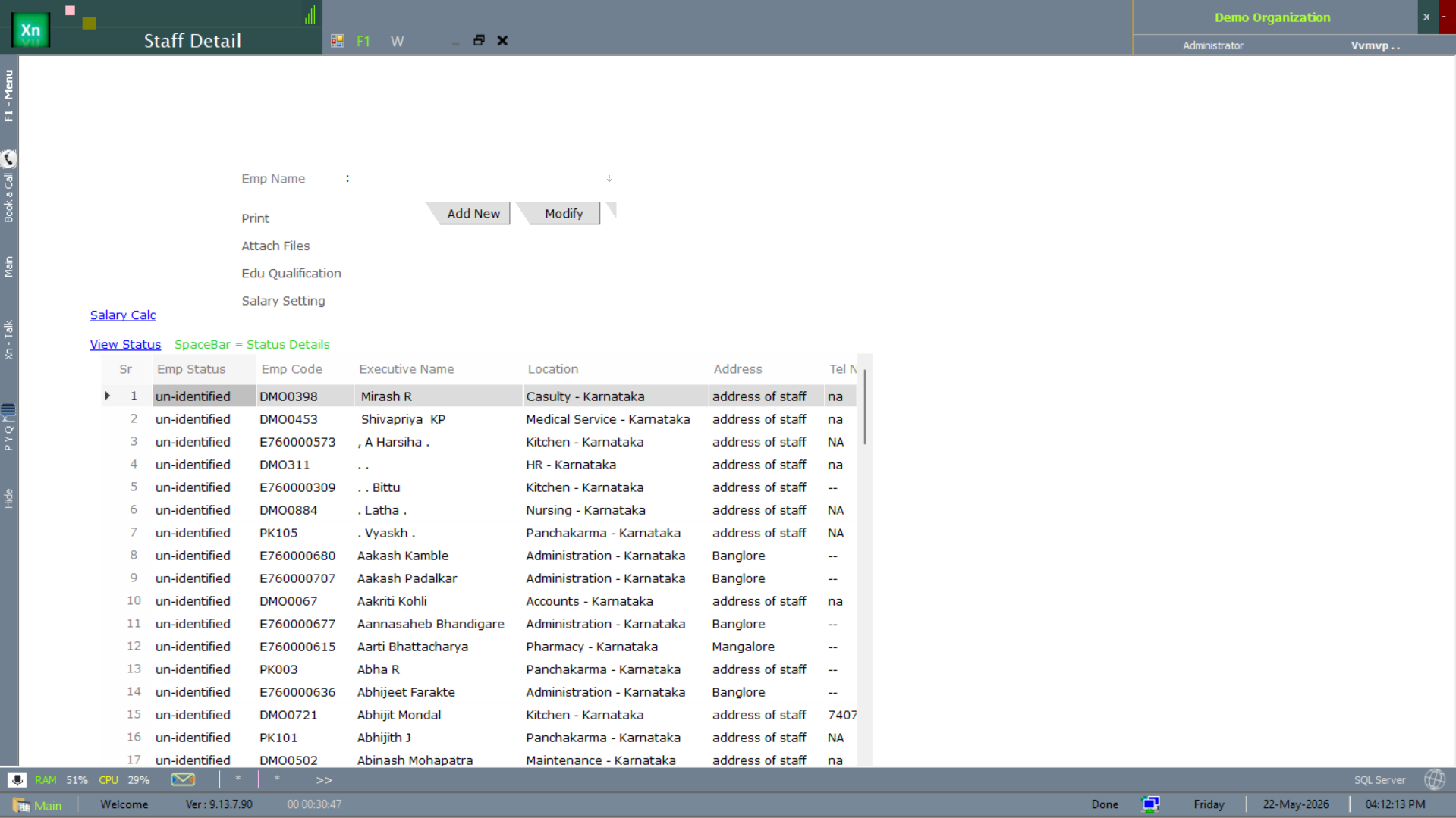 Staff Detail — additional information tab