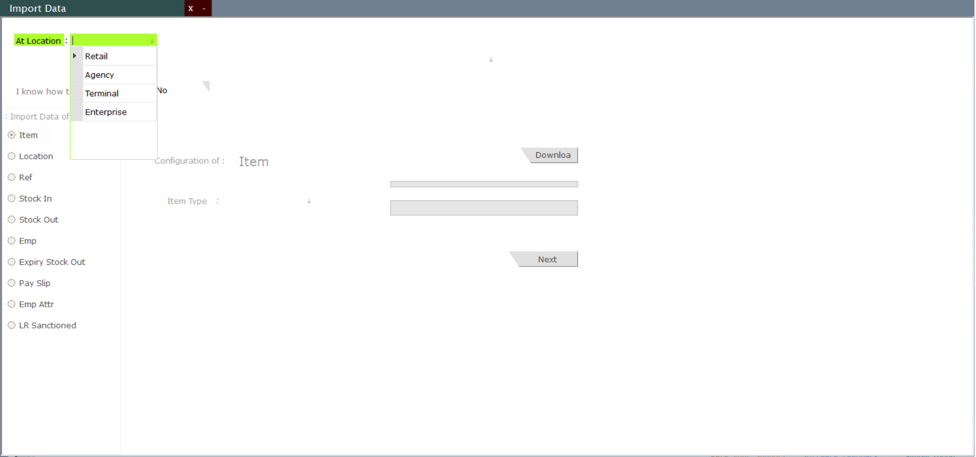 Import Data wizard for bulk master uploads
