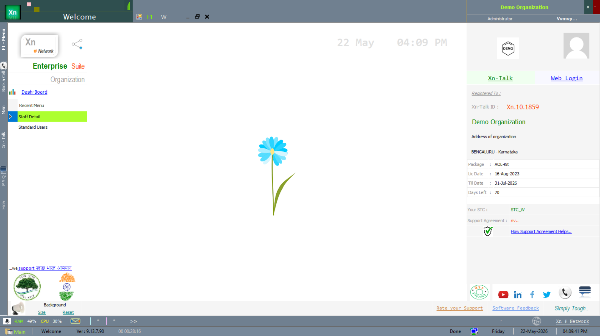 Welcome screen — first-sign-in view