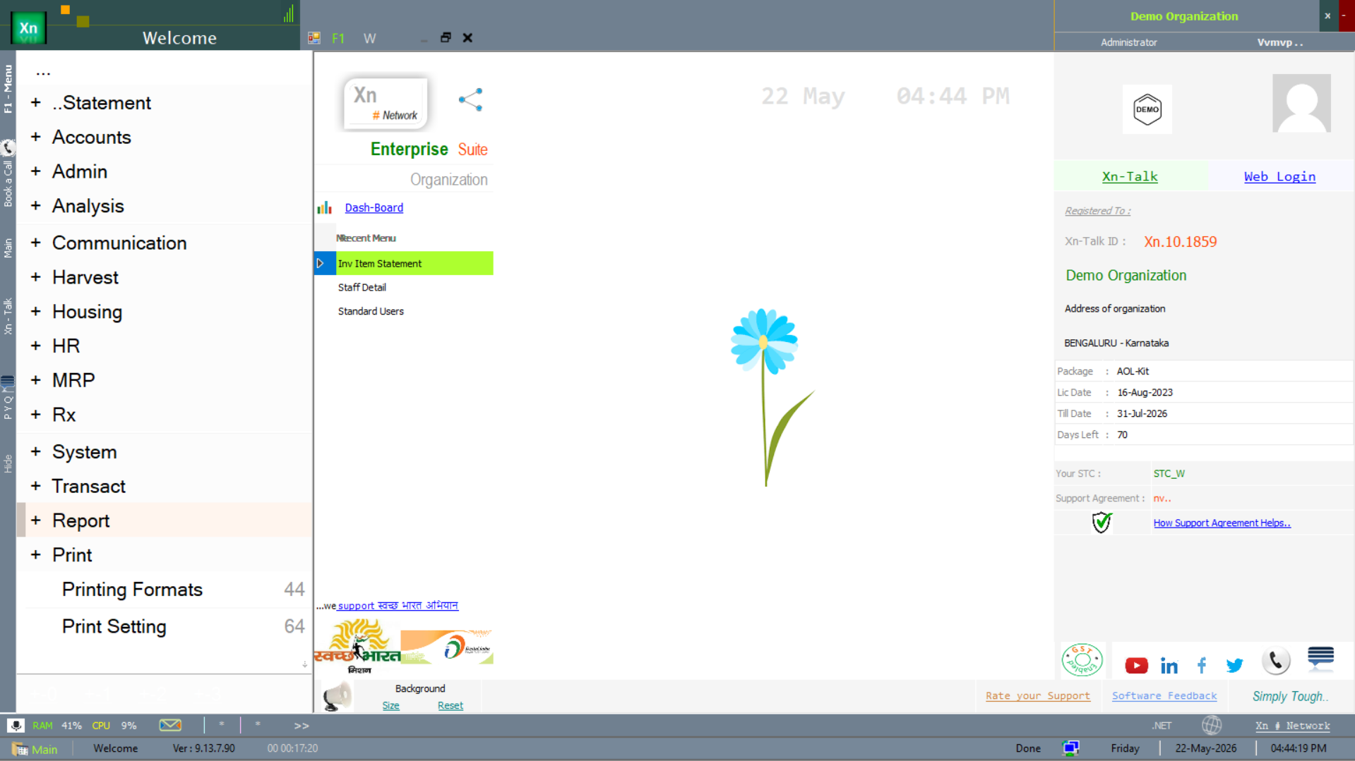 Print module submenu expanded
