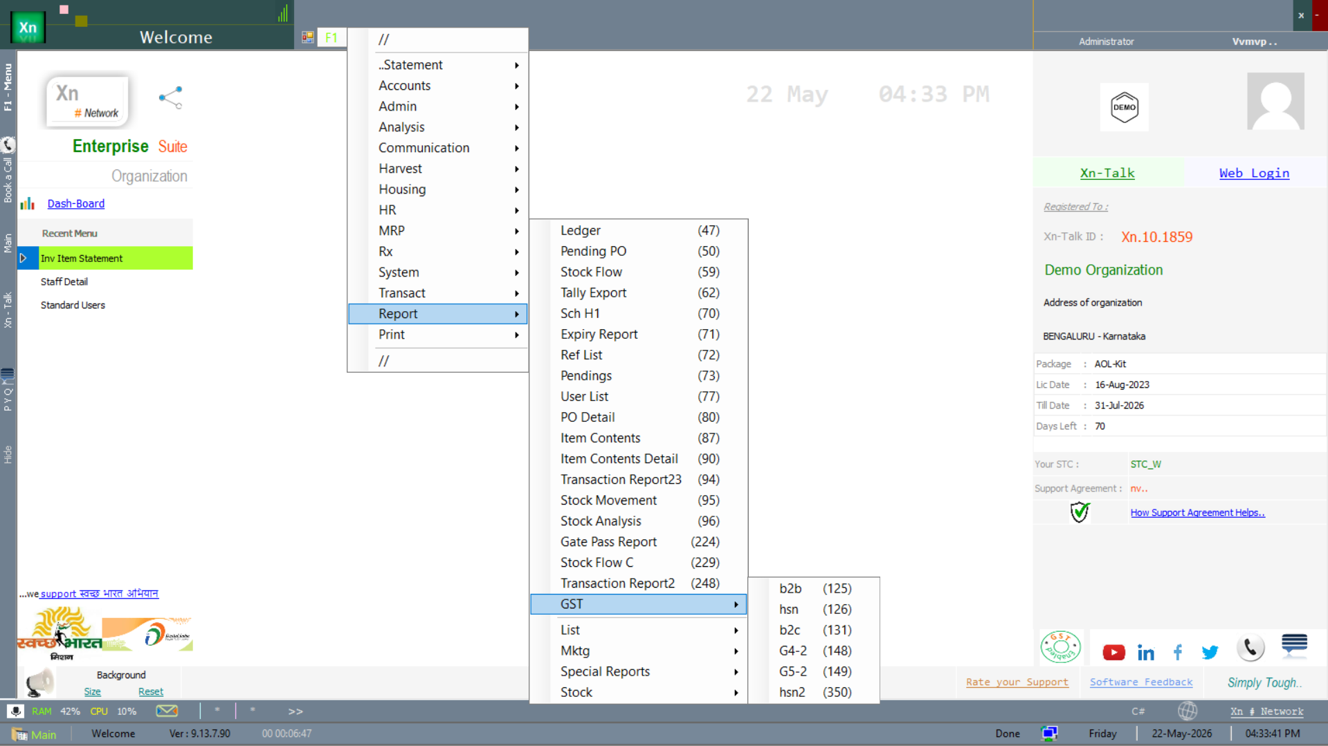 Report submenu with the List branch highlighted