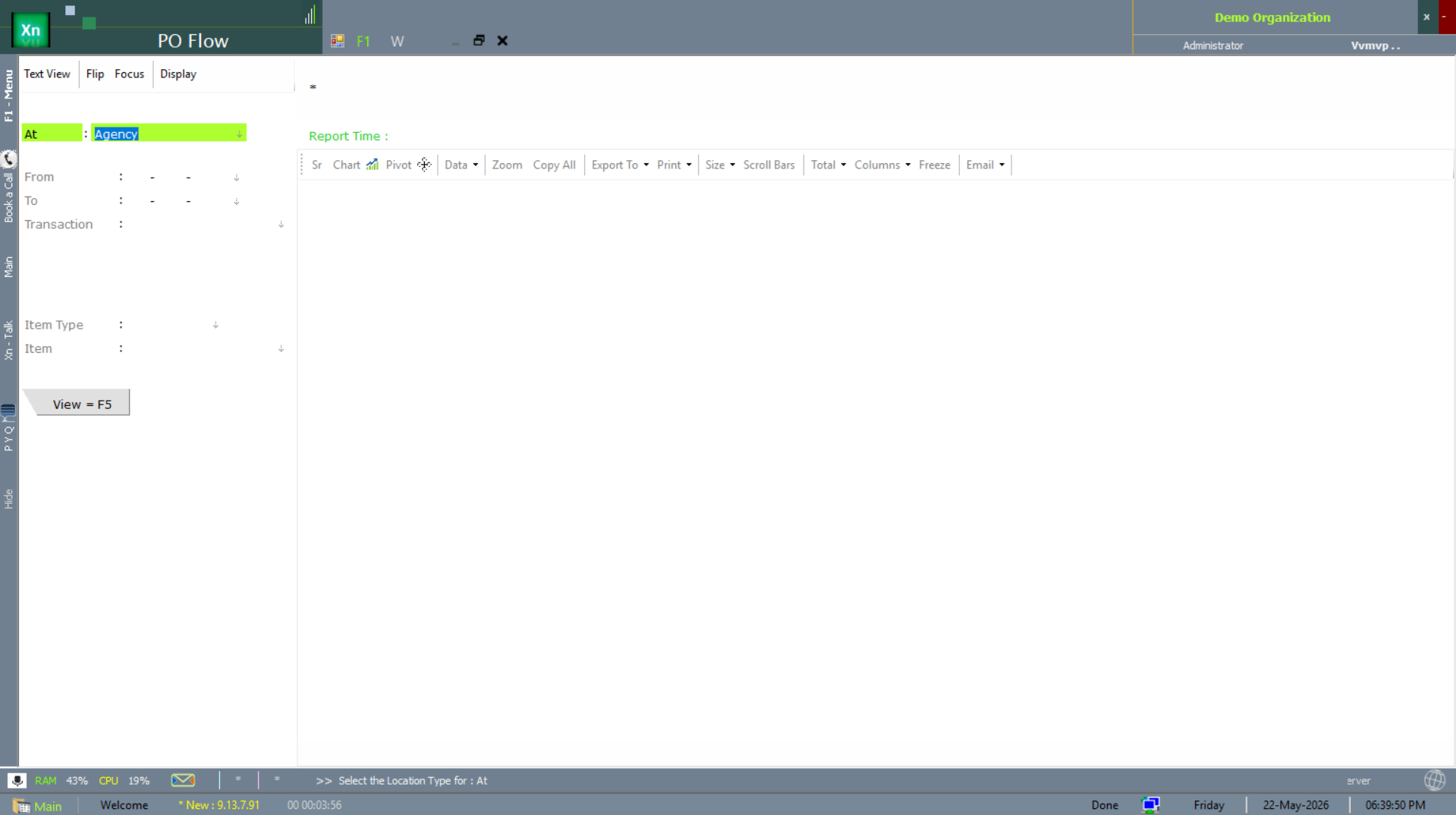 PO Flow tracking with agency and transaction filters