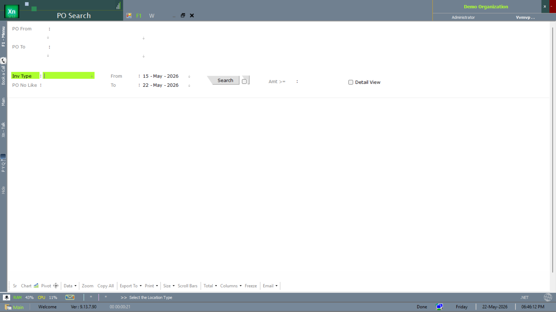 PO Search form